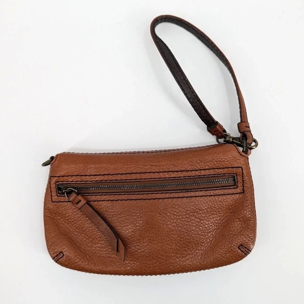 Banana Republic Brown Pebbled Leather Buckle Wristlet‎ Clutch Bag Fall 06